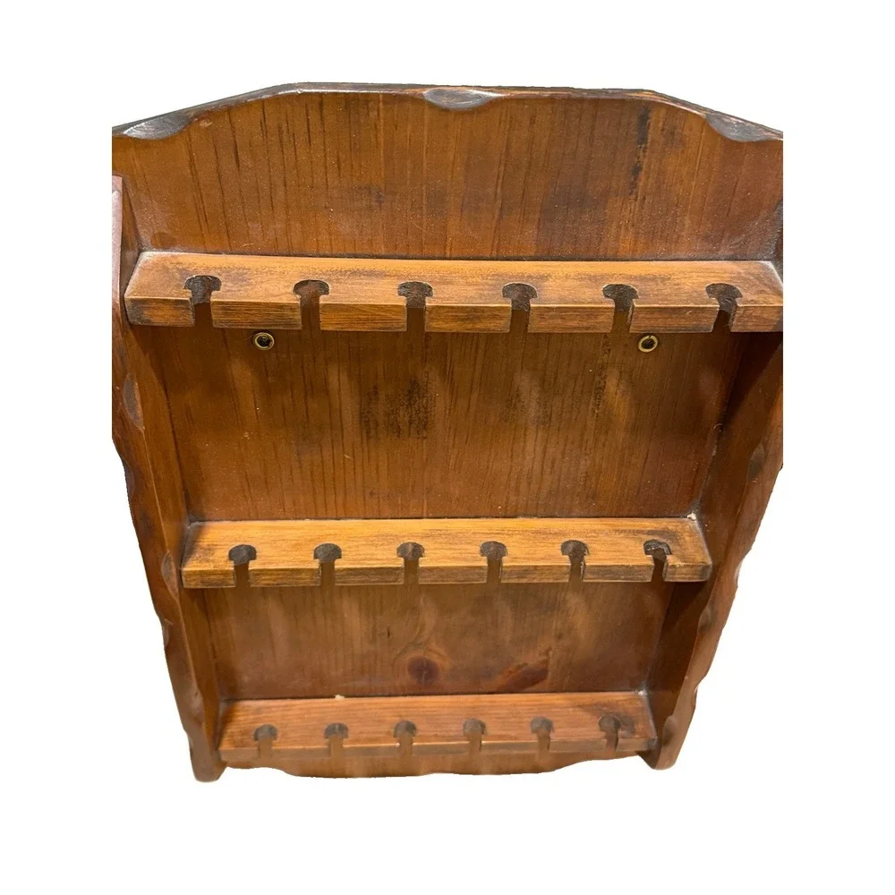 Vintage Wooden Wall Mounted Collector 18 Spoon Display Rack Shelf Grandma Core